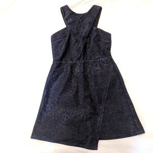 Topshop - Navy Blue Sparkle Front Cross Mini Dress